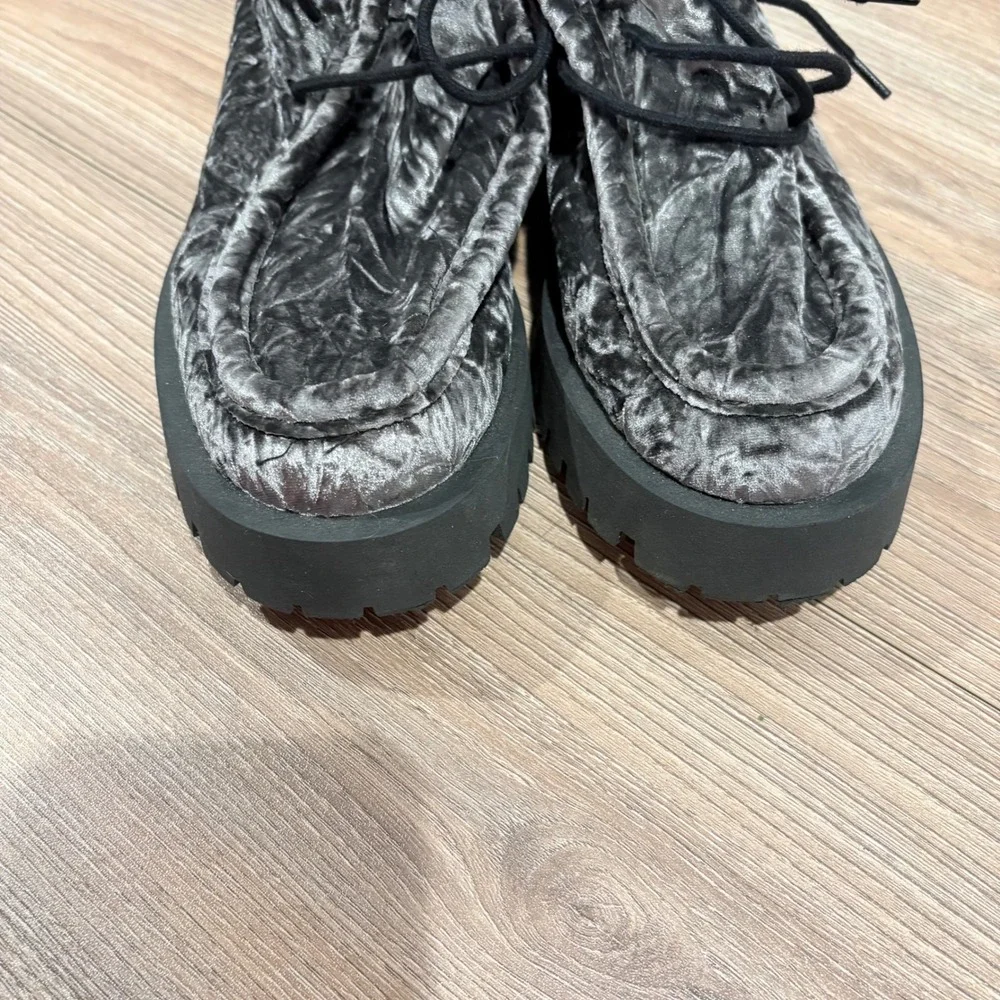 Free People Convertible Velvet Oxford Washed Shoes Women Grey 38 Platform